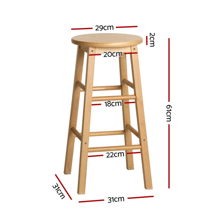 4X Bar Stools Round Chairs Wooden Nature