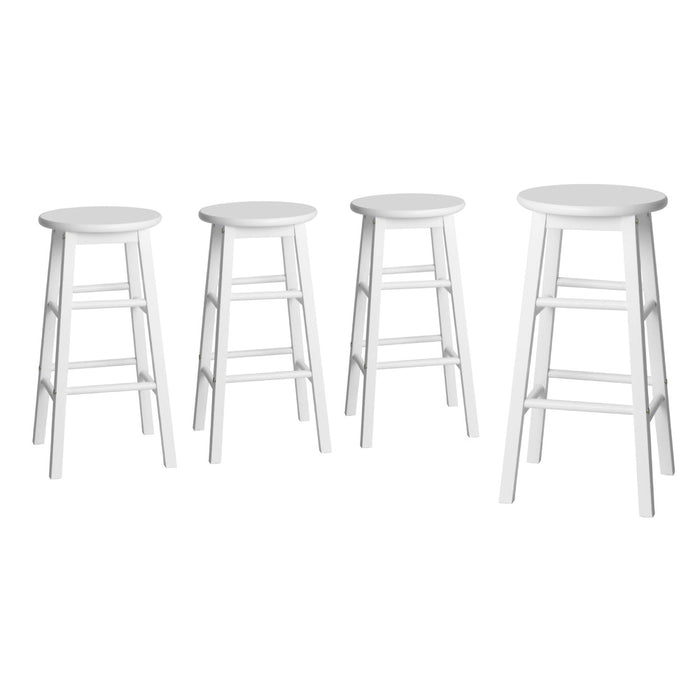 4X Bar Stools Round Chairs Wooden White