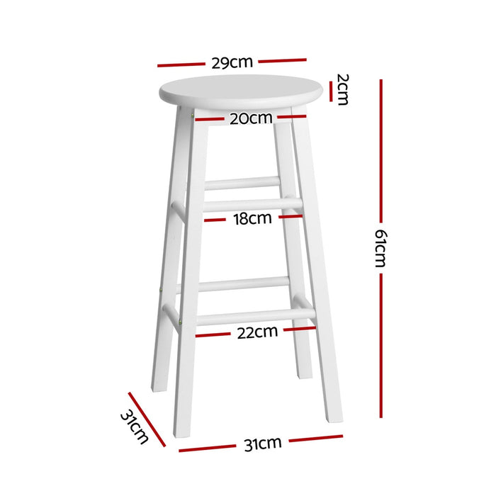 4X Bar Stools Round Chairs Wooden White