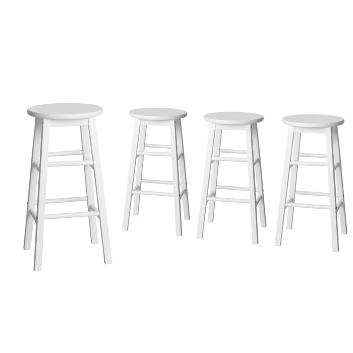 4X Bar Stools Round Chairs Wooden White