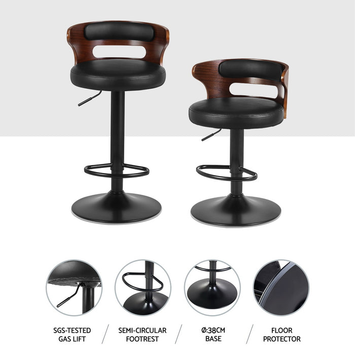 4X Bar Stools Gas Lift Faux Leather