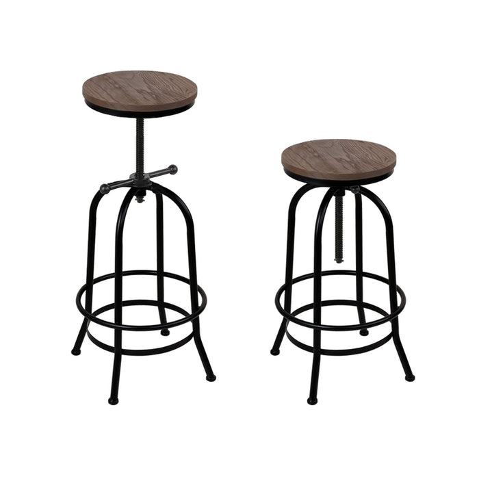 4X Bar Stools Kitchen Dining Chairs Adjustable Wooden Vintage Stool