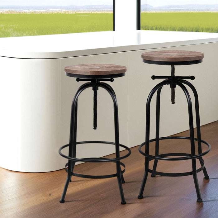 4X Bar Stools Kitchen Dining Chairs Adjustable Wooden Vintage Stool