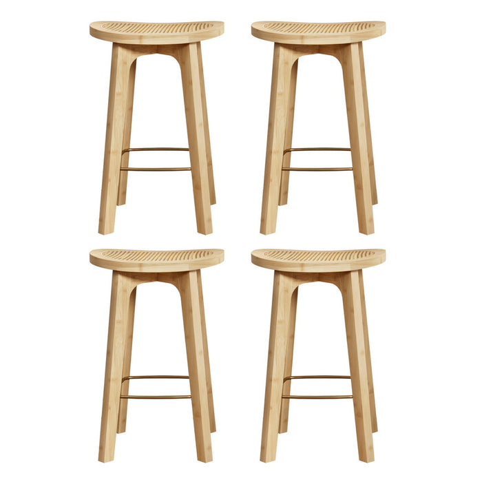 4X Bar Stools Bamboo Rattan Stool Counter Chair Kitchen Barstools