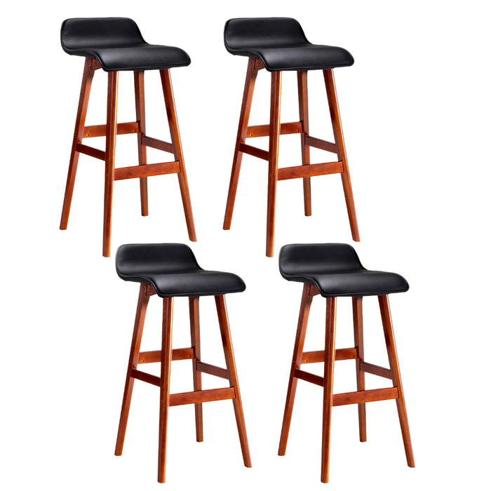 4X Bar Stools Wooden Stool Black