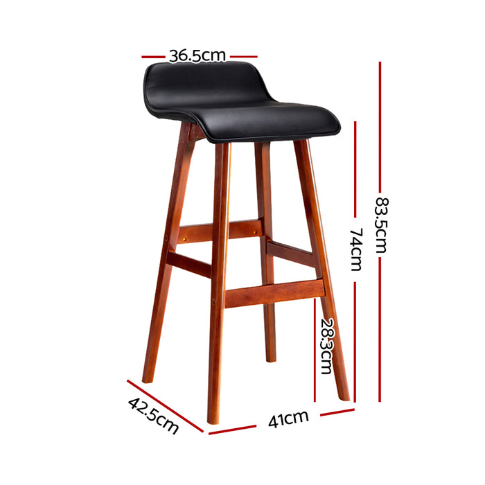 4X Bar Stools Wooden Stool Black