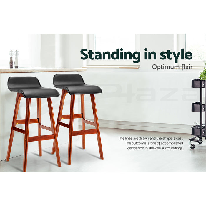 4X Bar Stools Wooden Stool Black