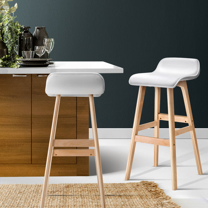 4X Bar Stools Wooden Stool White