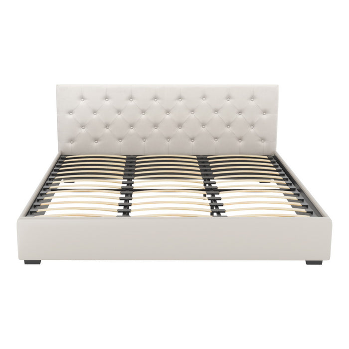 Bed Frame King Size Gas Lift Beige Vila