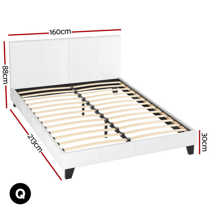 Bed Frame Queen Size White Neo