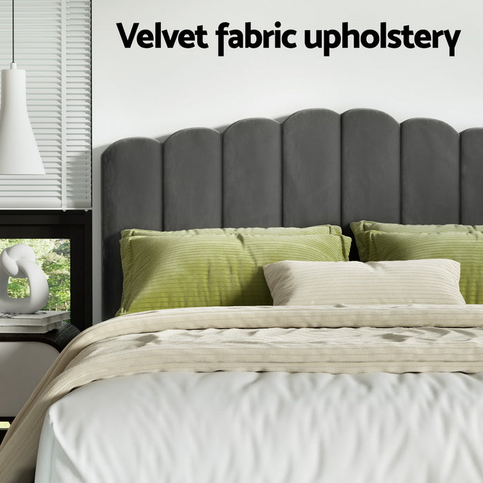 Bed Frame King Size Velvet Grey Fion