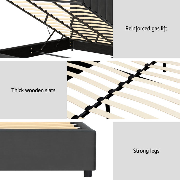 Bed Frame King Size Velvet Grey Fion