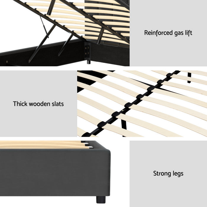 Bed Frame Queen Size Velvet Grey Fion