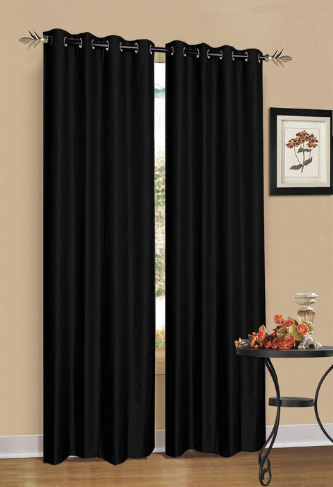 2X Blockout Curtains Blackout Window Curtain Draperies Pair Eyelet for Bedroom 132  x 160cm Black