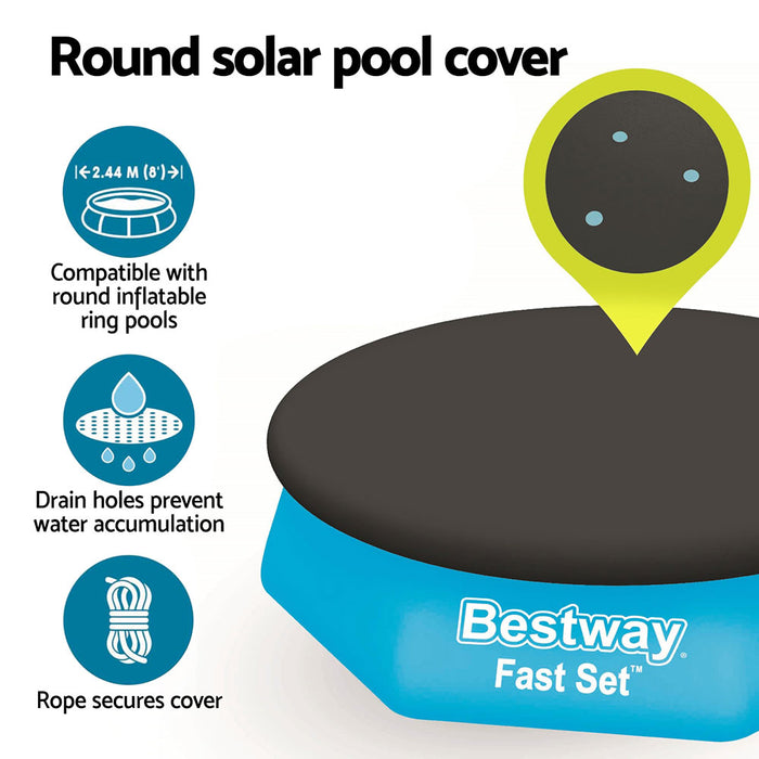 Pool Cover Fits 2.44M Above Ground Swimming Pool Pvc Blanket