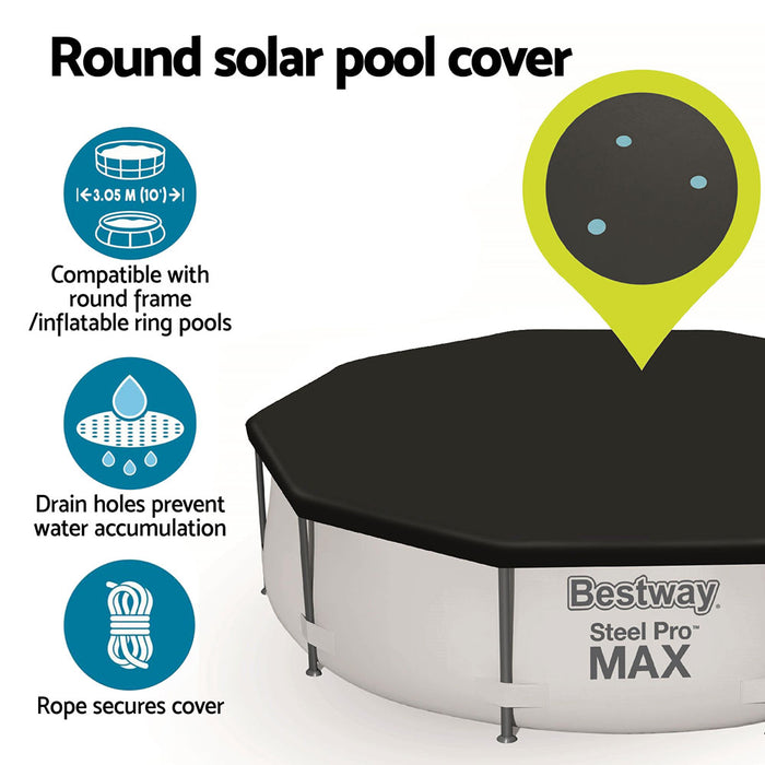 Pool Cover Fits 3.05M Round Above Ground Swimming Pool Pvc Blanket