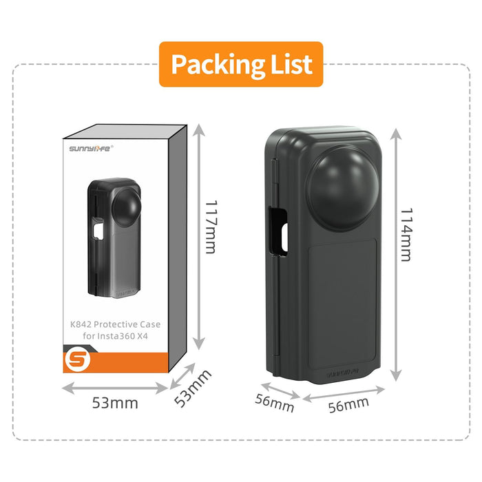 For Insta360 X4 Sunnylife Integrated Lens Screen Camera Cover Protector Screen Protective Case Transparent Black