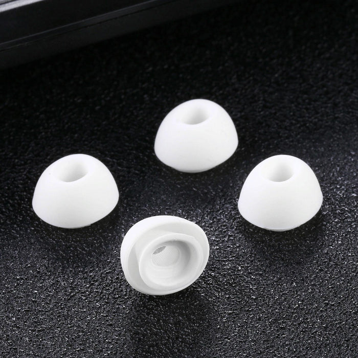 2 Pairs Soft Silicone Ear Caps With Net For Airpods Earphones - M