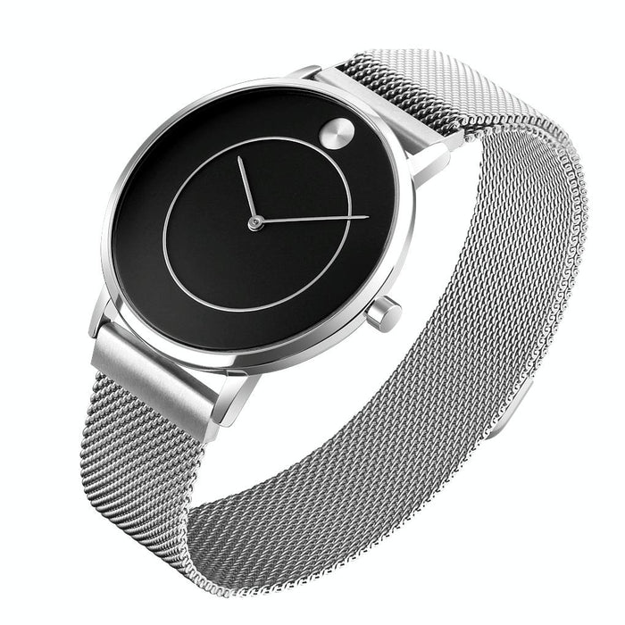 9197 Simple Non-Scale Dial Metal Mesh Belt Quartz Watch For Women