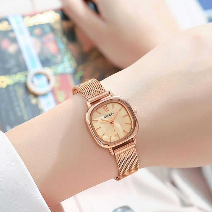 P1098 Simple Bar Scale Oval Dial Quartz Watch For Women