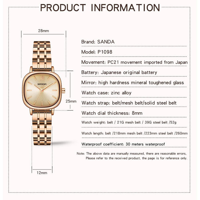 P1098 Simple Bar Scale Oval Dial Quartz Watch For Women