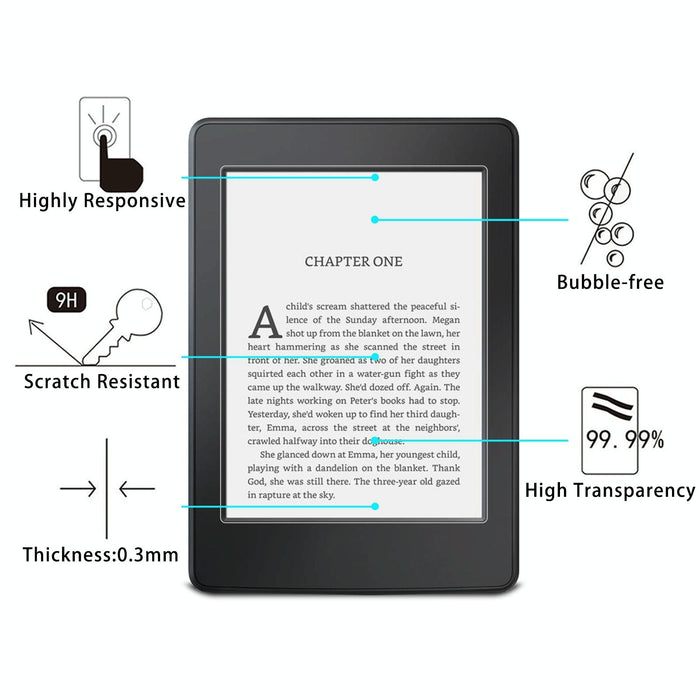 For Amazon Kindle Paperwhite 3 / 2 / 1 2 Pcs 9H 2.5D Explosion-Proof Tempered Tablet Glass Film