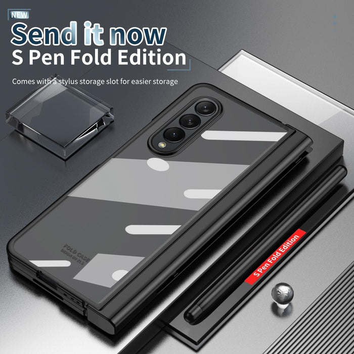 For Samsung Galaxy Z Fold4 Full Body Integrated Electroplating Hinge Phone Case With Pen Slot