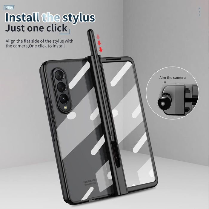 For Samsung Galaxy Z Fold4 Full Body Integrated Electroplating Hinge Phone Case With Pen Slot