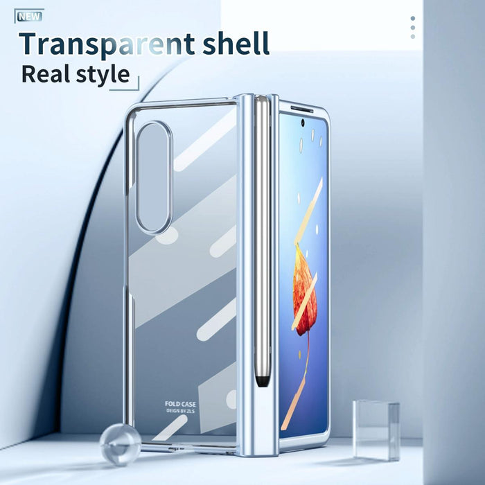 For Samsung Galaxy Z Fold4 Full Body Integrated Electroplating Hinge Phone Case With Pen Slot