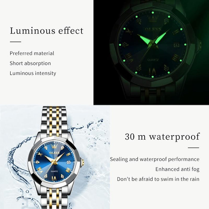 9931 Women Butterfly Buckle Luminous Waterproof Quartz Watch