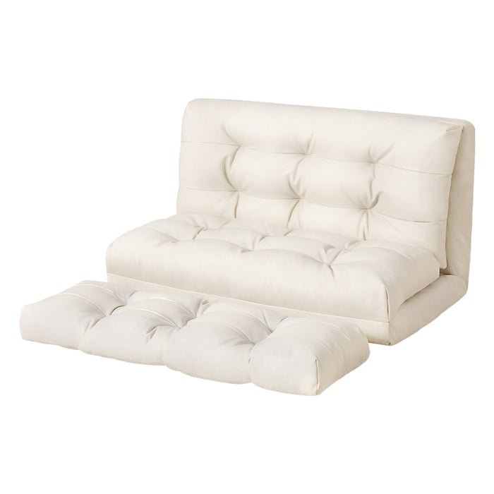 Floor Lounge Sofa Bed 2 Seater Pillow Leather White