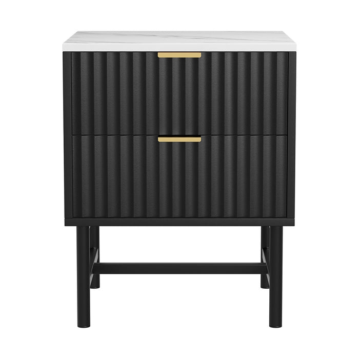 Bedside Table 2 Drawers Black