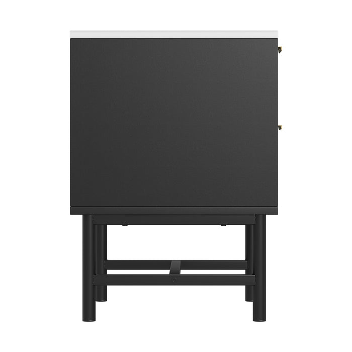 Bedside Table 2 Drawers Black