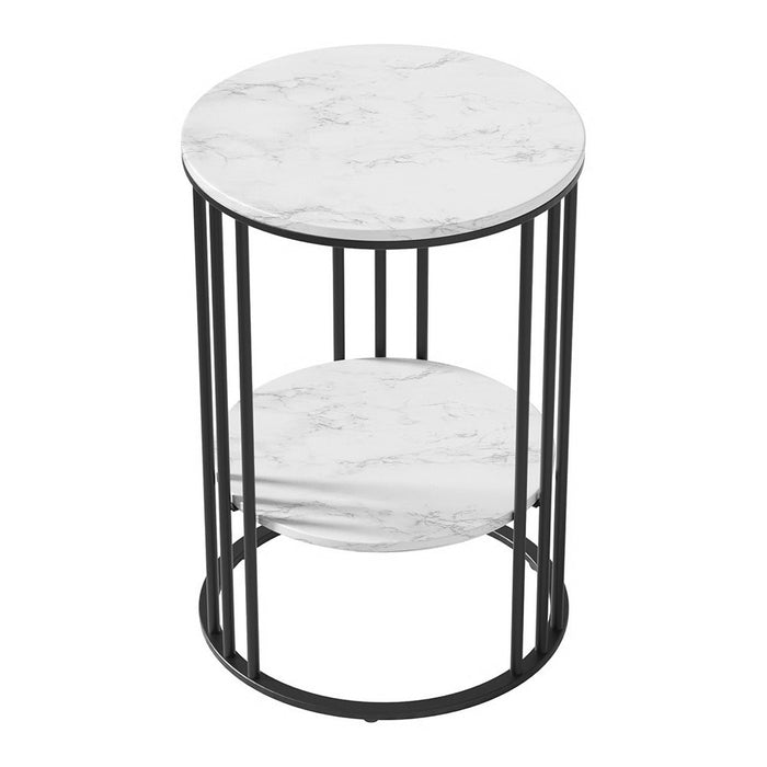 Coffee Table 2-Tier Round Marble Effect