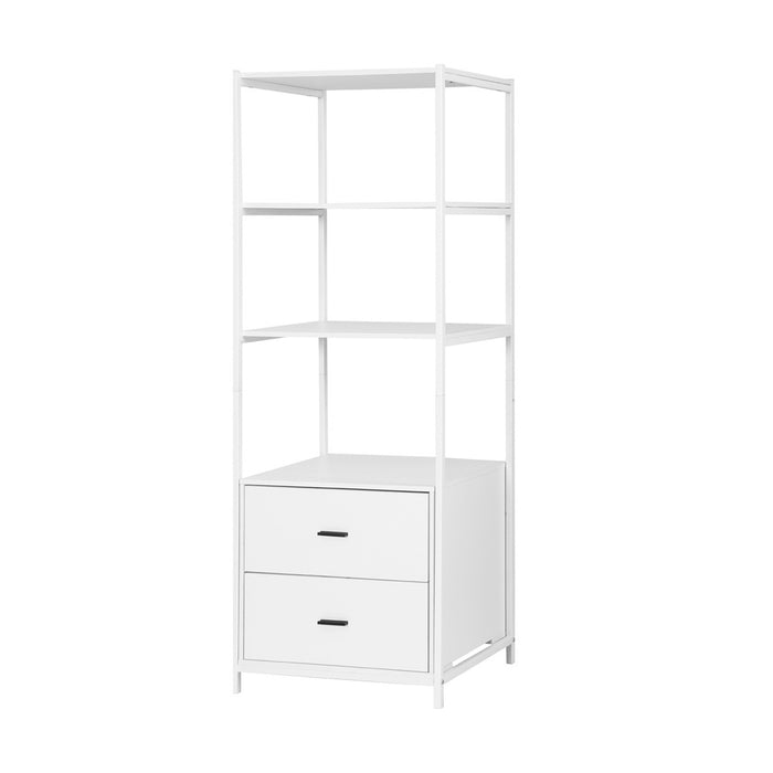 Bookshelf Display Shelf 2 Drawers 152Cm White