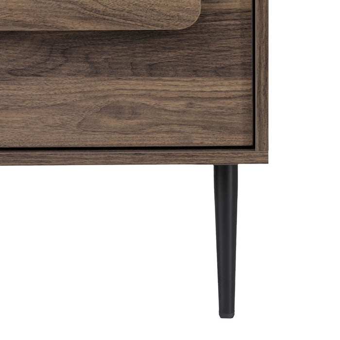 Bedside Table Nightstand 2 Drawers Walnut