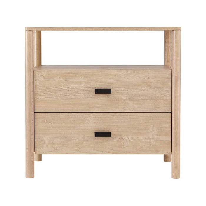 Bedside Table Nightstand 2 Drawers Pine