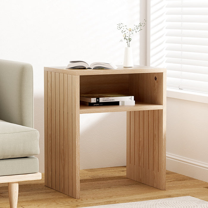 Coffee Table Storage Shelf Fluted Side Pine