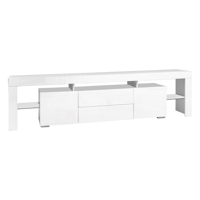 Tv Cabinet Entertainment Unit Stand Rgb Led Gloss Furniture 200Cm White