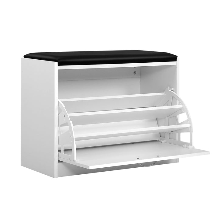 Shoe Cabinet Bench Shoes Storage Rack Organiser Drawer White 15 Pairs