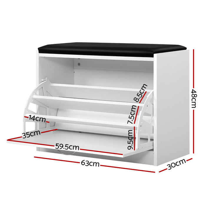 Shoe Cabinet Bench Shoes Storage Rack Organiser Drawer White 15 Pairs