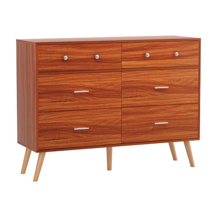 6 Chest Of Drawers Storage Cabinet Walnut