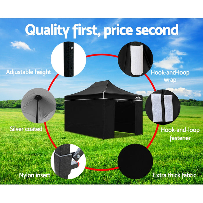 Gazebo Pop Up Marquee 3X4.5 Folding Tent Wedding Gazebos 500D Black