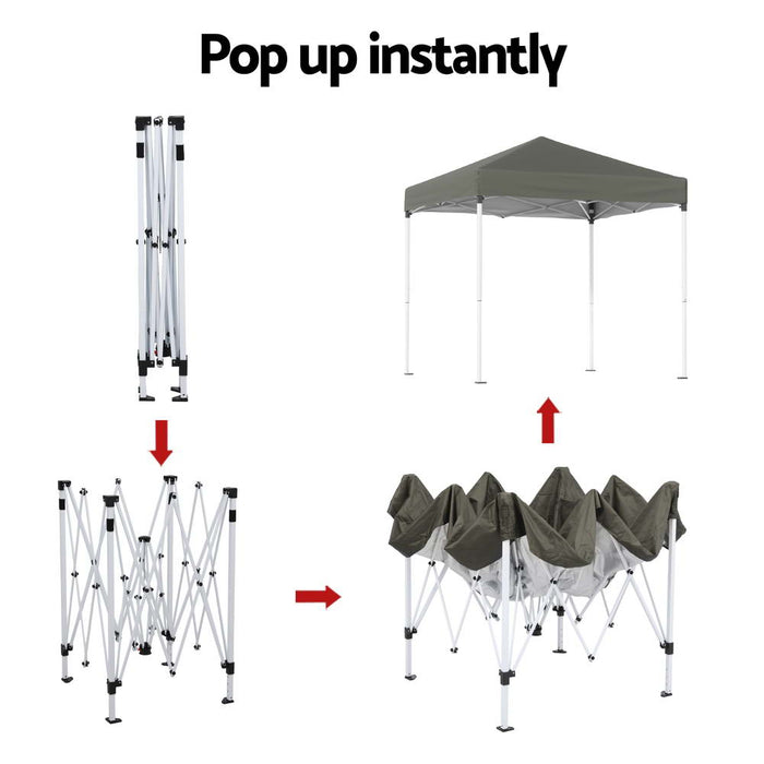 Gazebo 2X2M Outdoor Patio Garden Marquee Shade W/ Base Pods Grey