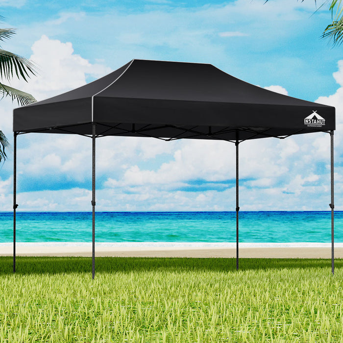 Gazebo Pop Up 3X4.5M W/Base Podx4 Marquee Folding Outdoor Wedding Camping Tent Shade Canopy Black