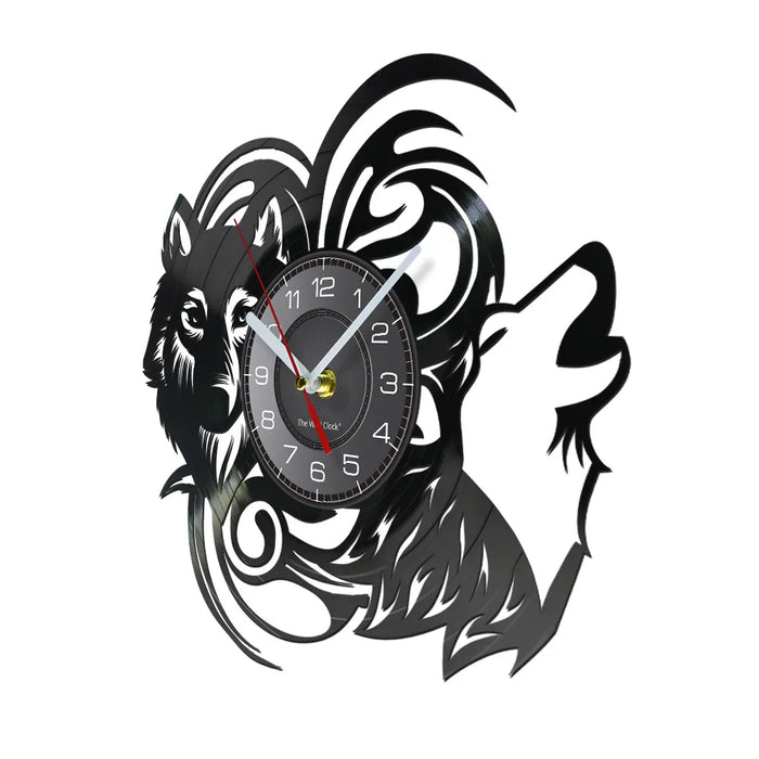 NZ LOCAL STOCK- Wolf Wildness Animal Vinyl LP Record Wall Clock with LED