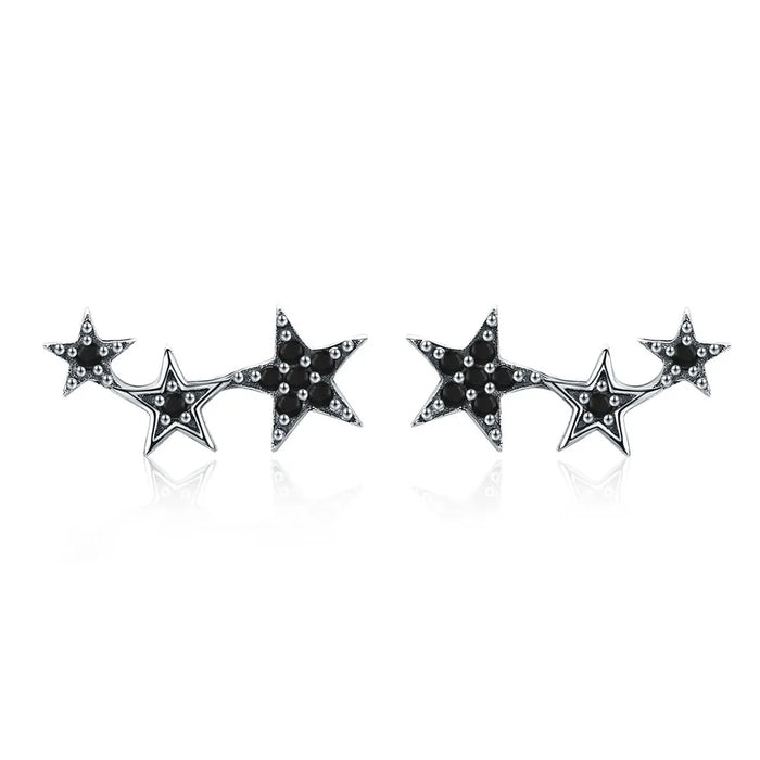 Rainbow Multiple Crystal Star Stud Earrings 925 Sterling Silver Earrings For Women