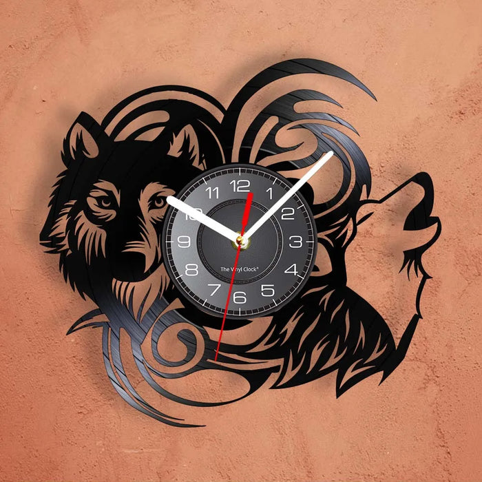 NZ LOCAL STOCK- Wolf Wildness Animal Vinyl LP Record Wall Clock with LED