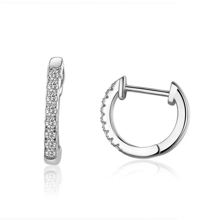 14k Gold Plated 925 Sterling Silver Cuff Earrings With Cubic Zircon 10 Colours Huggie Stud For Women