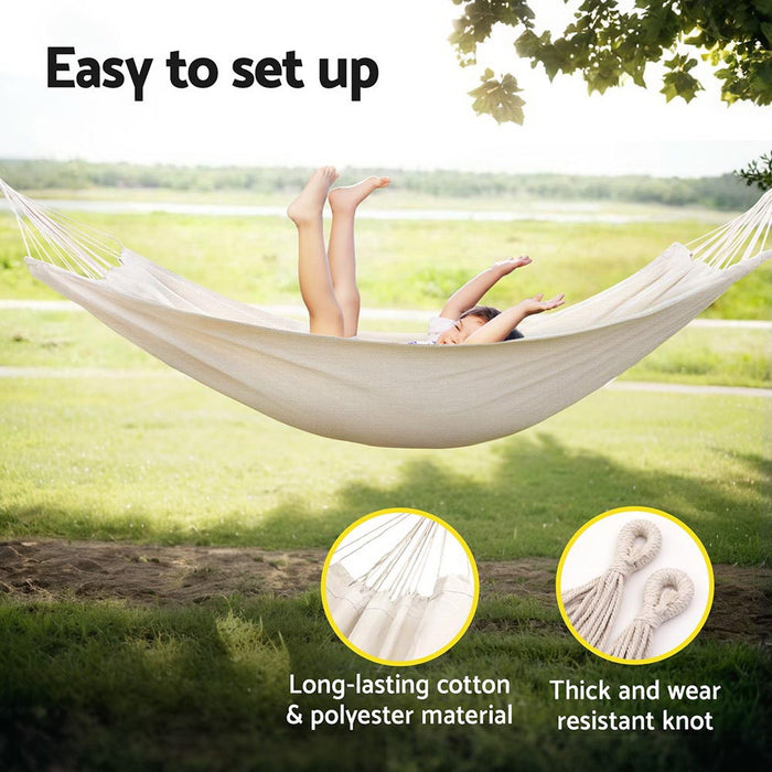 Hammock Bed W/ Travel Bag Outdoor Lounge Chair Cream